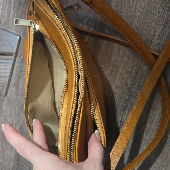 DIVINA FIRENZE ITALIAN Orange LEATHER CROSSBODY SHOULDER HANDBAG - Picture 13 of 15
